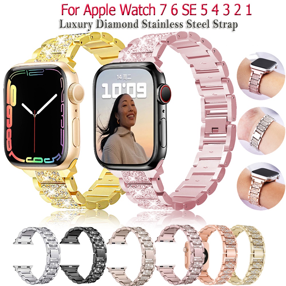 Dây đeo thép không gỉ cho đồng hồ thông minh apple watch 7 41mm 45mm 38mm 40mm 42mm 44mm series 7 6 se 5 4 3 2 1