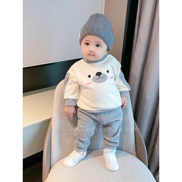 (jean baby kho sỉ) bộ cotton da cá hàng quảng châu cho bé trai bé gái