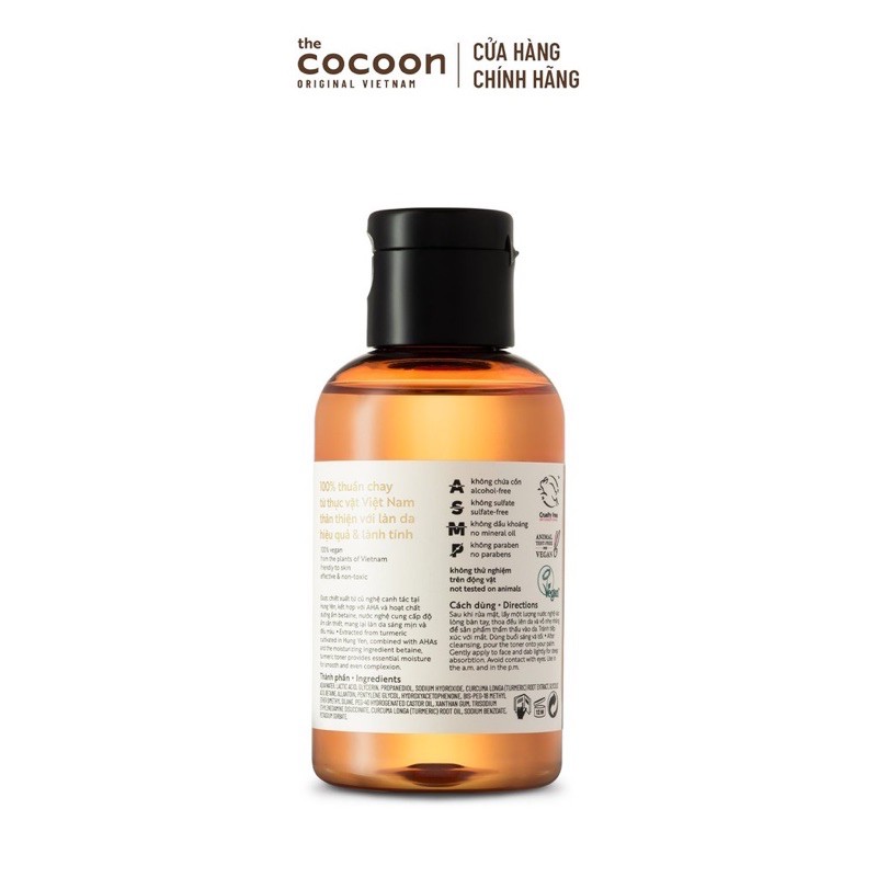 TONER Nước nghệ Hưng Yên Cocoon AHA 5% dưỡng da trắng mịn 140ml