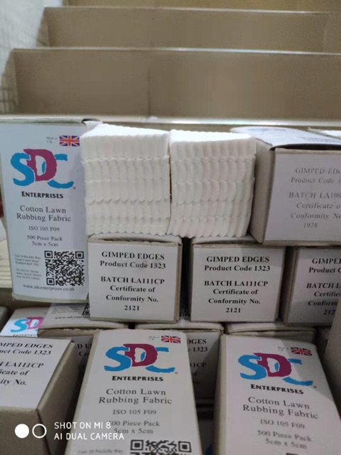 Vải chà xát cotton SDC ISO 105 F09 Cotton Lawn Rubbing Fabric - 1 hộp