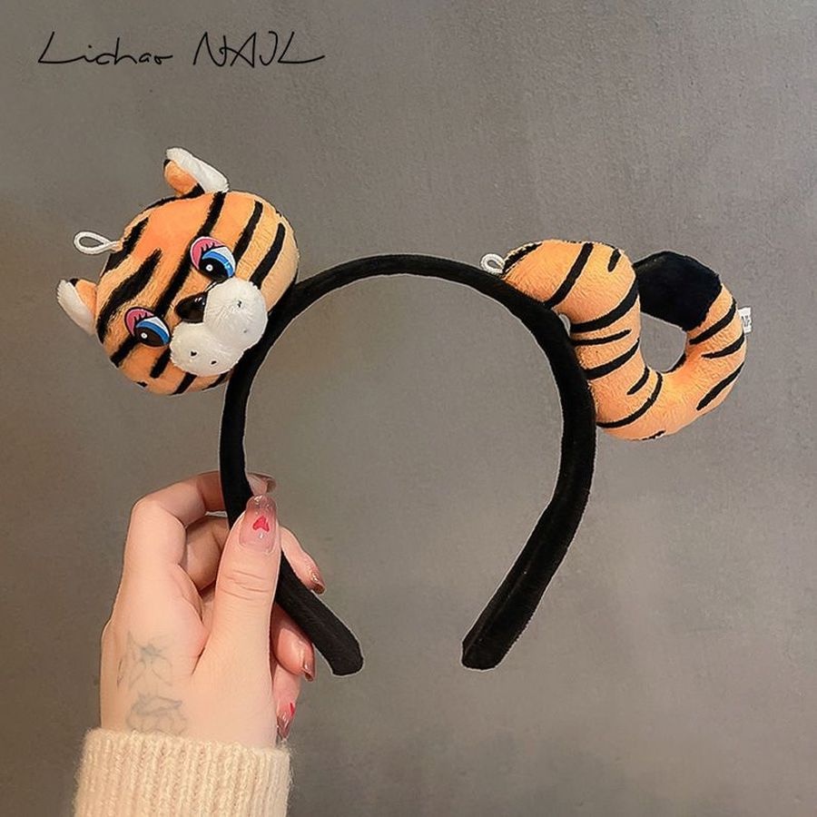 Băng đô lông nhung hình hổ hoạt hình dễ thương xinh xắn