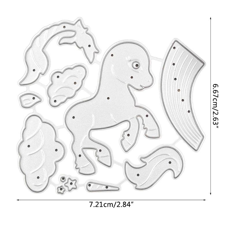 QQ Khuôn Cắt Giấy Kim Loại Hình Ngựa Cầu Vồng Xinh Xắn