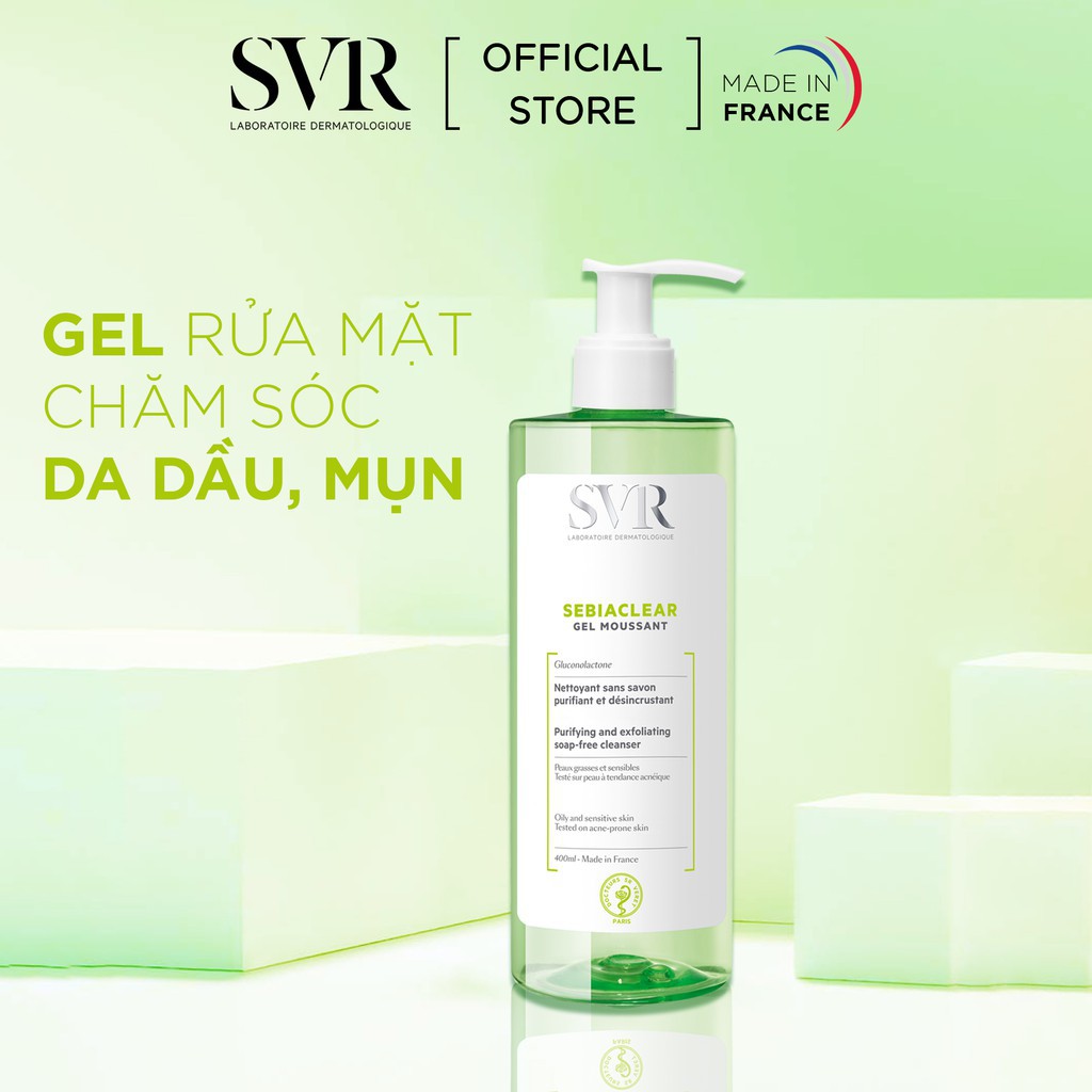 Sữa rửa mặt SVR Sebiaclear Gel Moussant làm sạch & loại bỏ tế bào chết - SVR SEBIACLEAR Gel Moussant 400ml