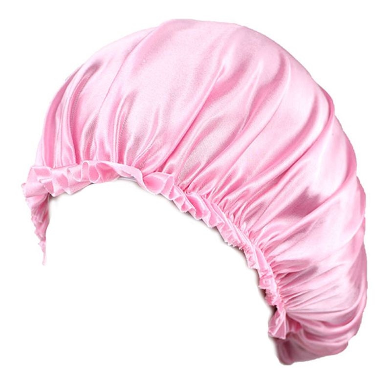 Mũ Trùm Tóc Bằng Vải Satin Co Giãn Màu Trơn Chống Rụng Tóc Khi Tắm / Salon Dành Cho Nữ