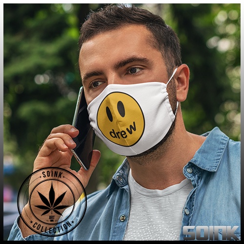 Khẩu Trang In DREW Big Logo House_SOINK Vải Cotton 100%, Kháng Khuẩn, Có Thể Giặt Và Tái Sử Dụng