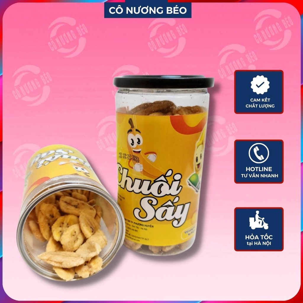 Chuối sấy giòn loại 1 hũ 250g - bánh kéo tết - đồ ăn vặt cô nương béo ngon rẻ