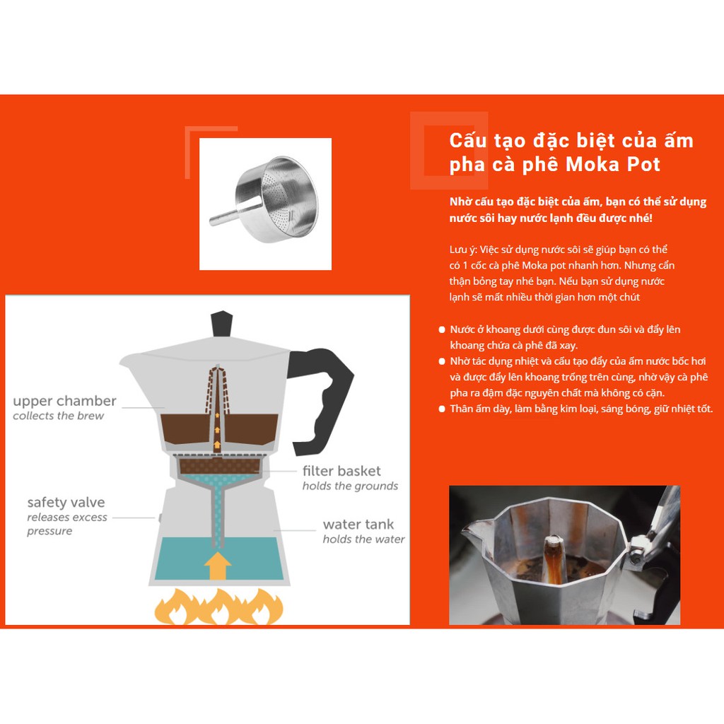 Ấm pha cà phê Moka Pot (1-3 ly) - Home and Garden