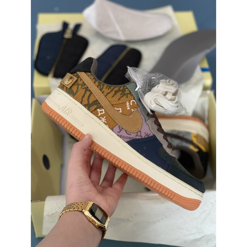 Giày thể thao nam nữ af1 low travis scott cao cấp fullbox, Giày sneaker nữ nam cổ tròn dày dặn cực êm chân