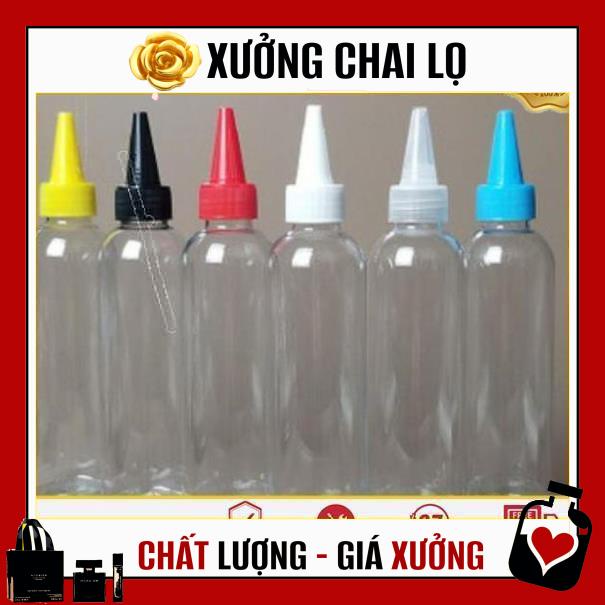 Chai Chiết Mĩ Phẩm ❤ TOP GIÁ RẺ ❤ Chai trong nắp nhọn 250ml , chai lọ mỹ phẩm , , phụ kiện du lịch