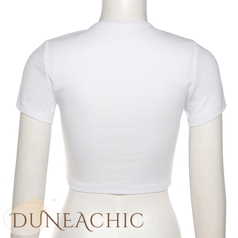 Áo thun nữ DUNEA ngắn tay in chữ phong cách đường phố