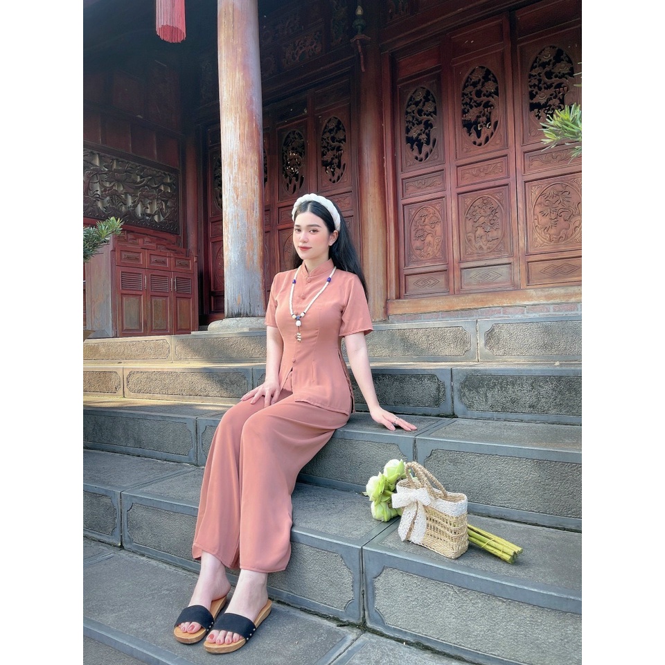 Đồ Lam Đi Chùa #Mẫu quý cô lụa phi yến# Quần Áo Nữ
