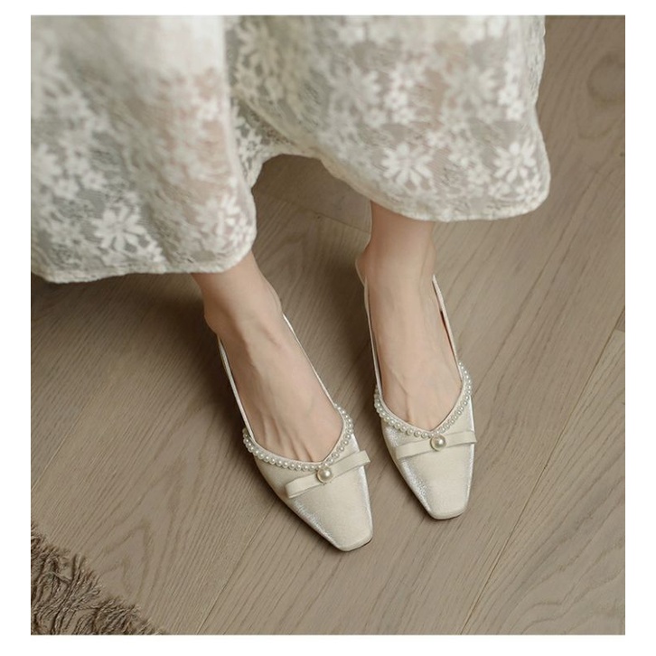 Giày cưới đẹp 2023 gót vuông da mềm thiết kế hở gót hàng có sẵn