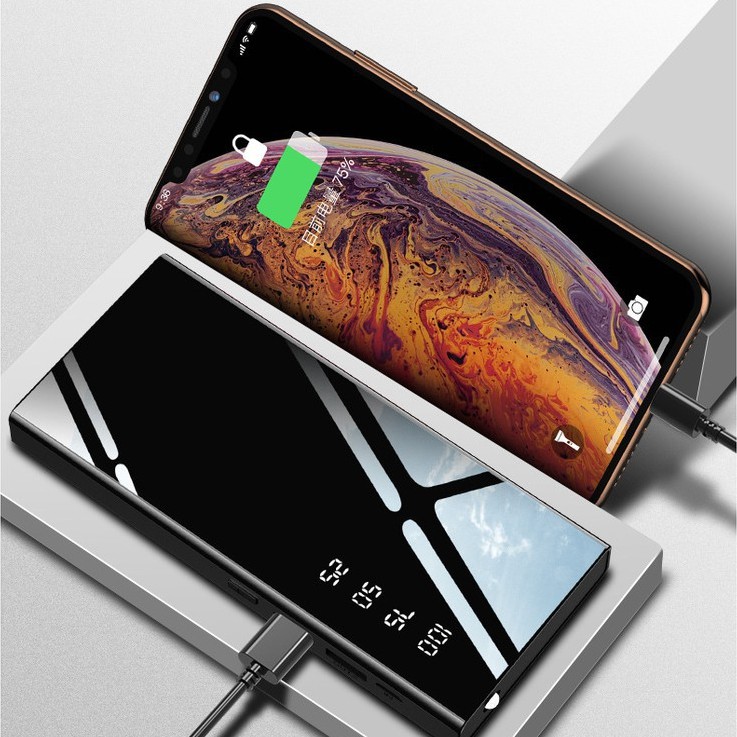 Sạc dự phòng mặt kính 30000mAh 5 lõi có đèn pin và hiển thị % pin