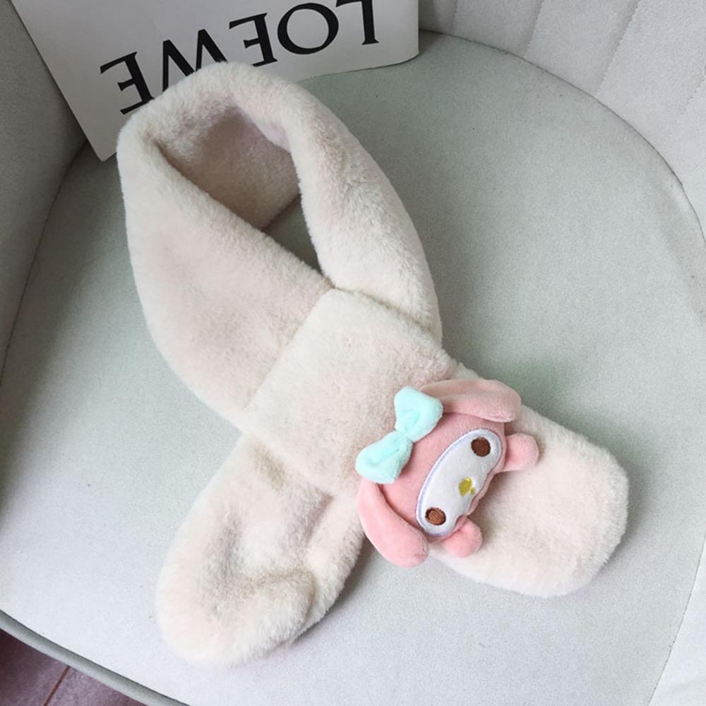 Khăn Choàng Cổ Bằng Vải Lông Nhung Hình Kuromi Melody Dễ Thương Xinh Xắn Cho Bé