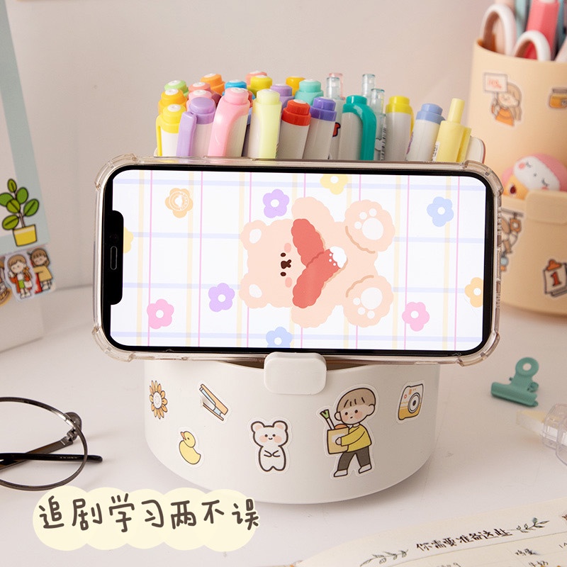 1 Giá Đỡ Bút/Văn Phòng Phẩm Dạng Xoay Kích Thước Lớn Thiết Kế Sáng Tạo