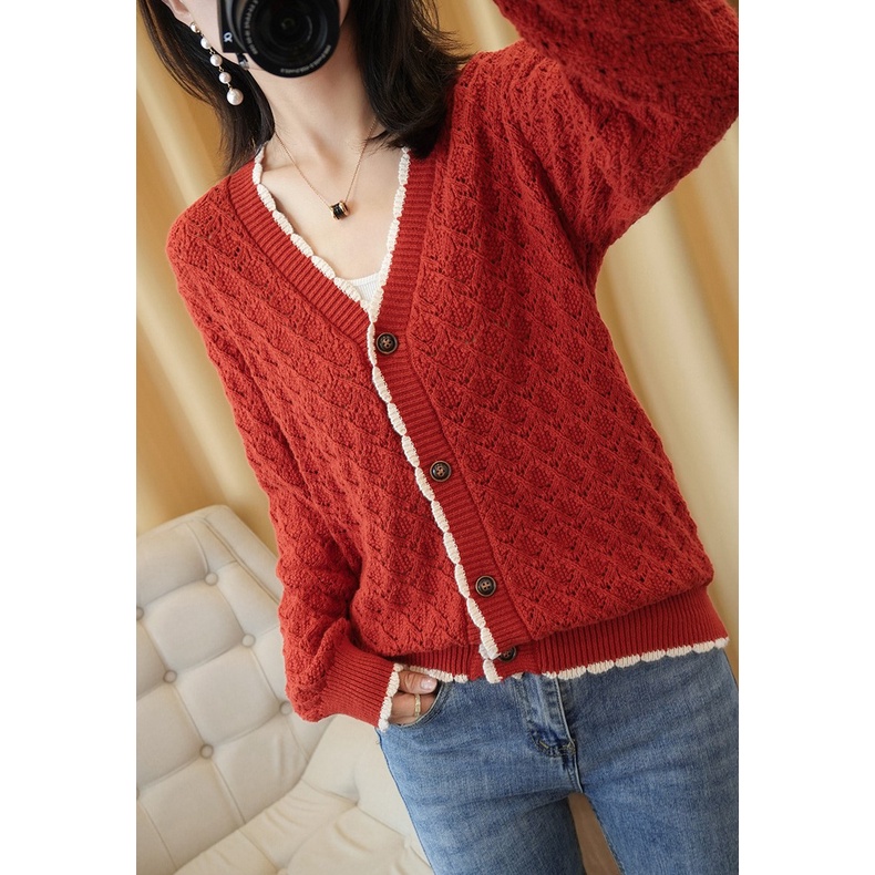Áo len nữ, áo cardigan len phối ren, áo khoác nữ thời trang phong cách Hàn Quốc AK02