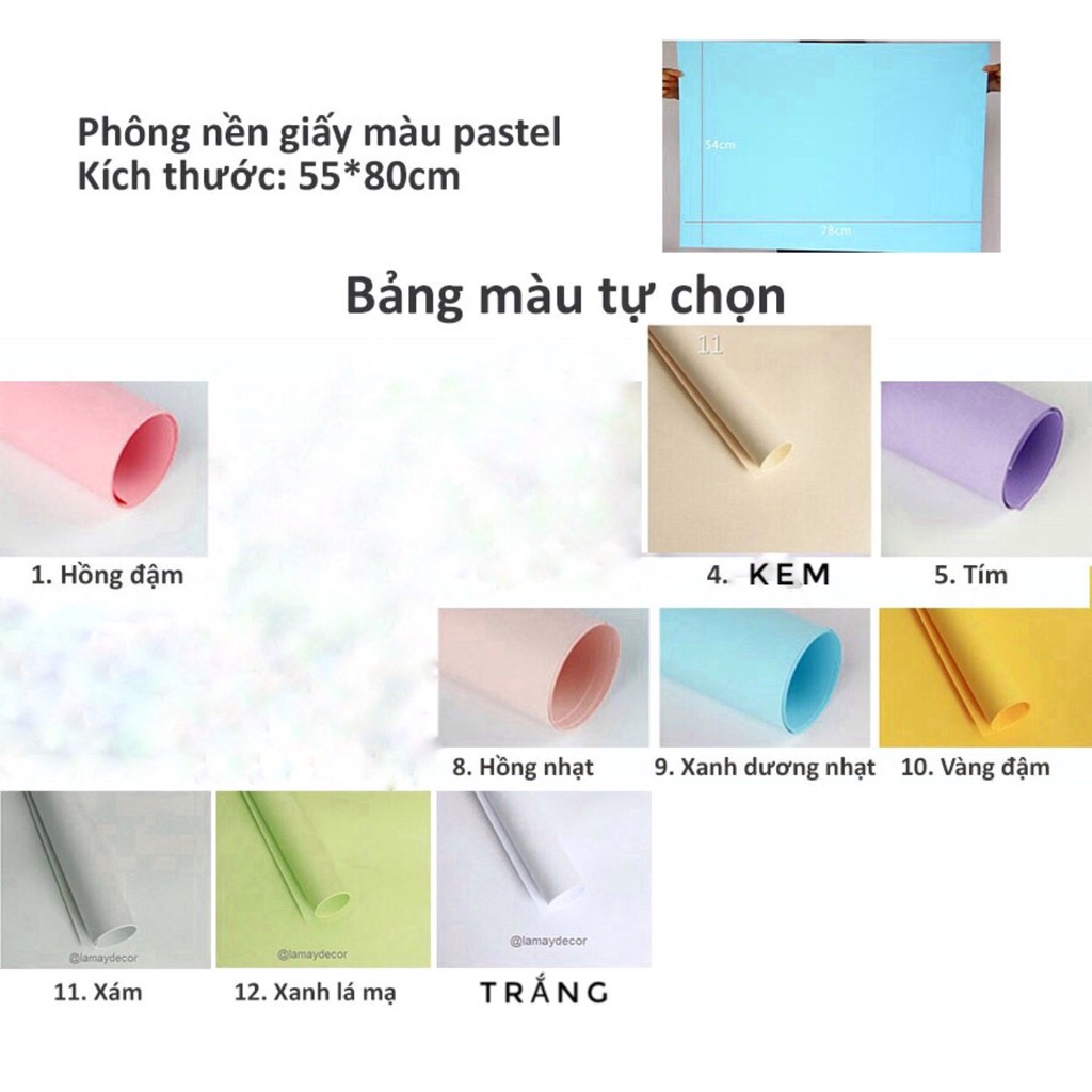 Phông nền decor giấy màu pastel  phụ kiện chụp ảnh size 54x78cm