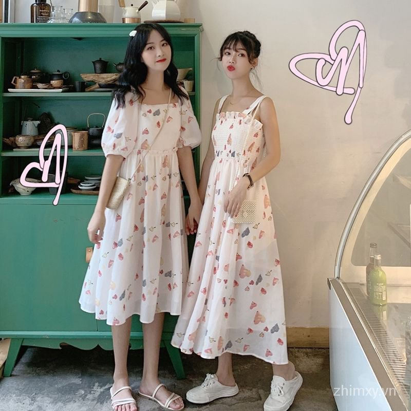 Đầm Midi Nữ Do Dower Dài Vừa Dáng Ôm In Hoa Cổ Vuông Tay Ngắn Phong Cách Mori Mới