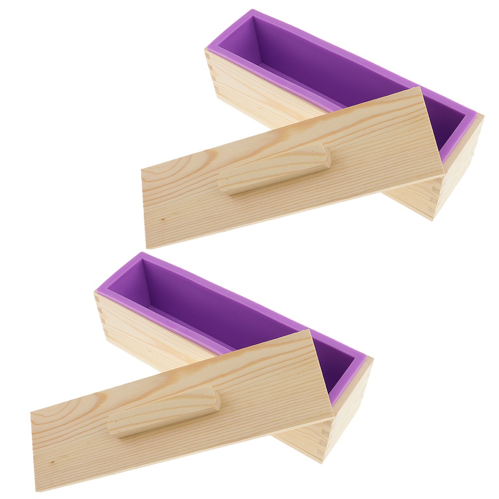 Khuôn Gỗ kèm Khuôn Silicone Dài (Loaf) Có Nắp Hình Chữ Nhật 1200gr/900gr- Khuôn Làm Xà Phòng