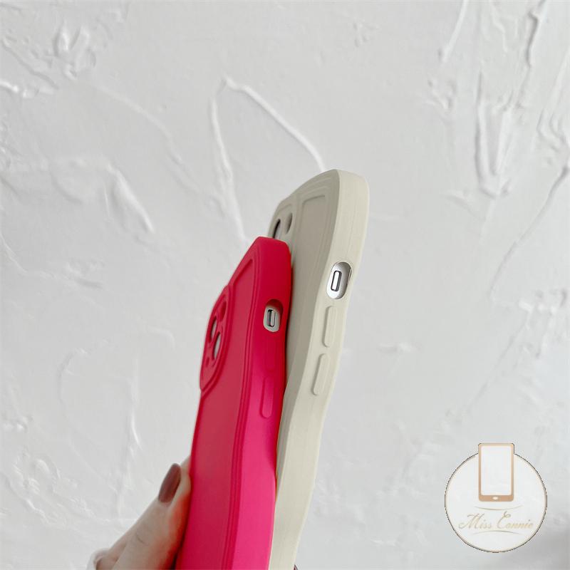 Ốp Điện Thoại Màu Kẹo Trơn Viền Lượn Sóng Chống Sốc Cho iPhone 11 XR 7 8 Plus 12 13 Pro MAX X XS MAX 7Plus 8Plus