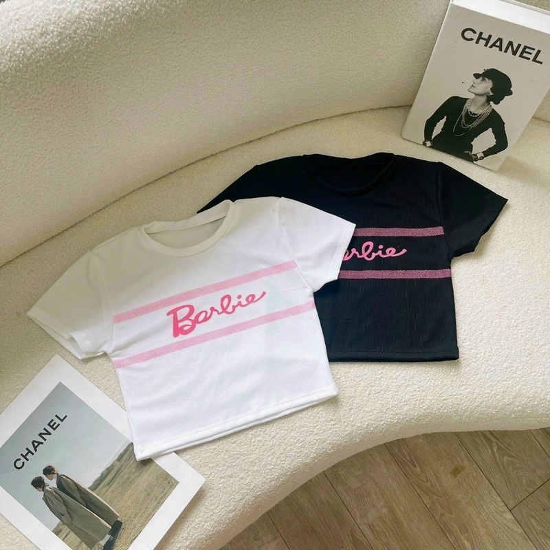 Áo thun croptop thun borip in sắc xảo hai màu NY alohashop91