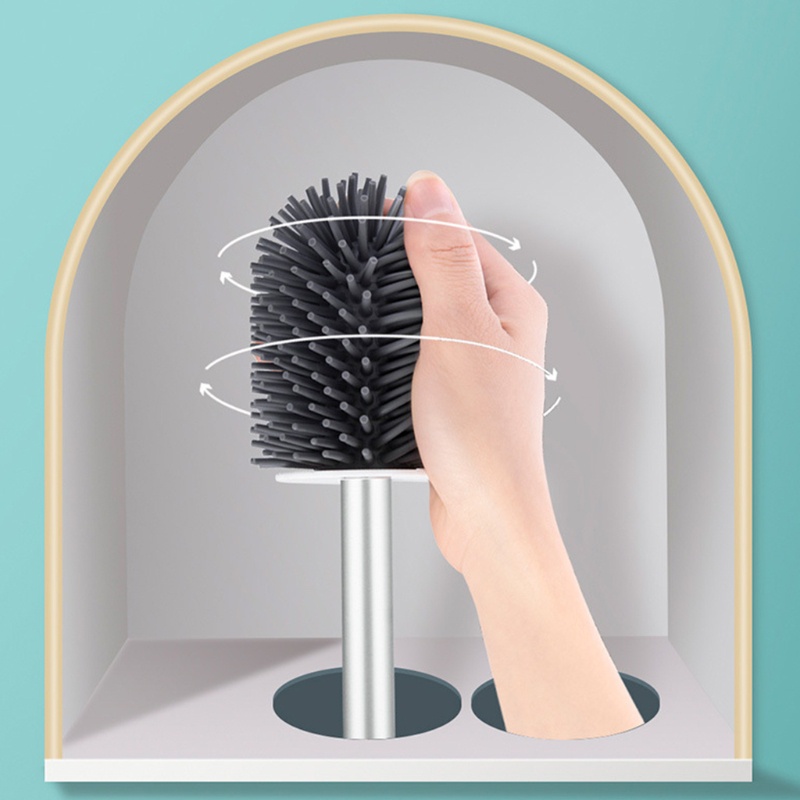 Giá Đỡ Bàn Chải Vệ Sinh Toilet Gắn Tường Không Cần Khoan Lỗ Có Lỗ Thoát Nước Chống Rò Rỉ