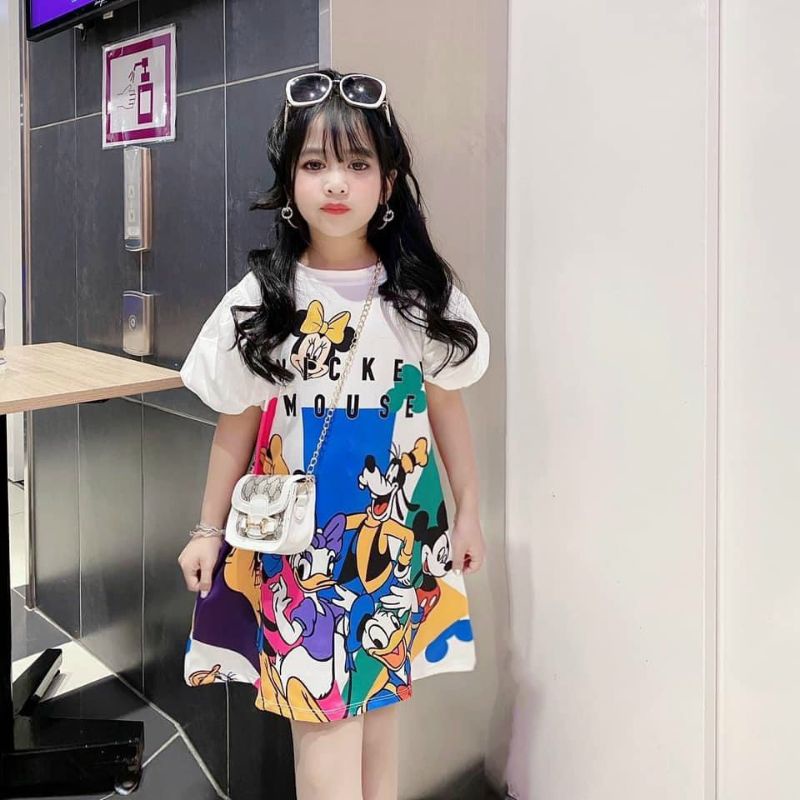 Váy _Đầm   xinh xắn bé gái cotton hoạt hình ngộ nghĩnh nhiều mầu DLTK