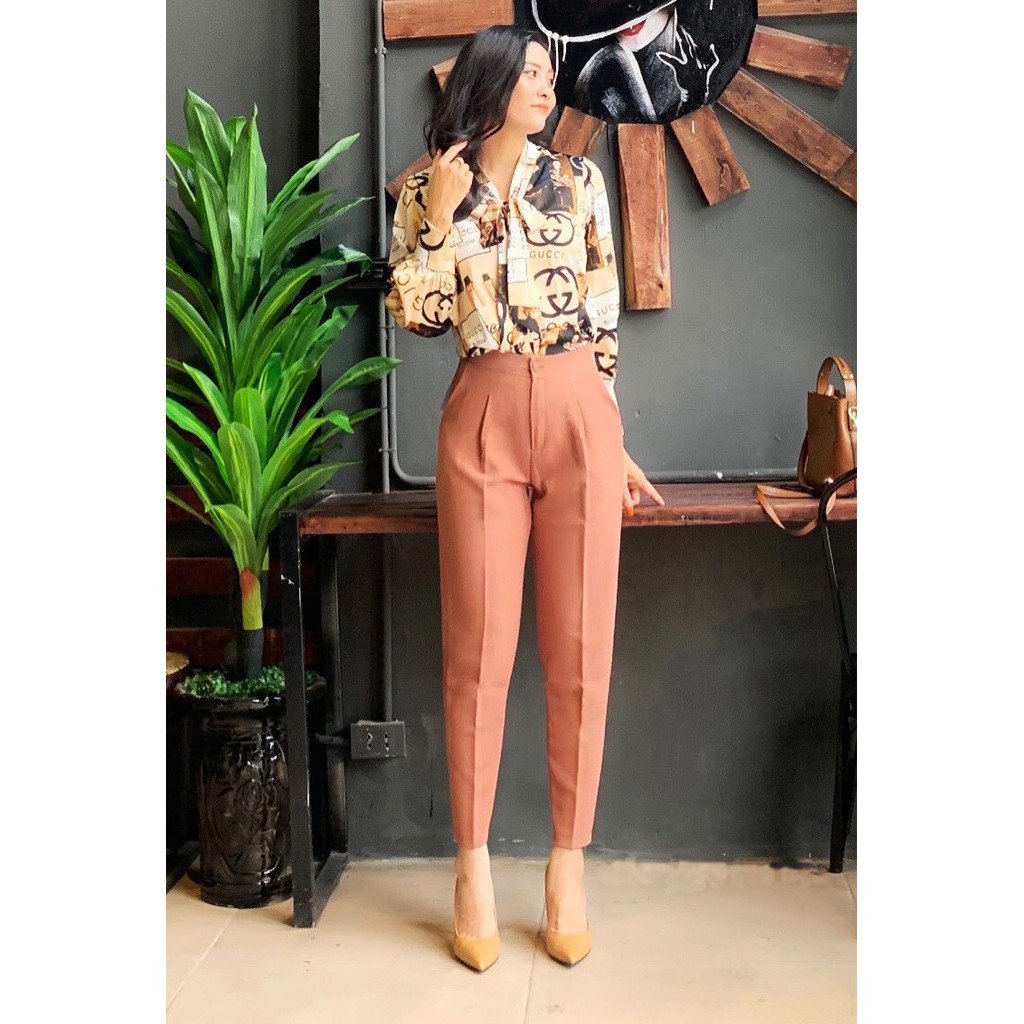 Quần tây nữ lưng cao 𝐒𝐭𝐲𝐥𝐞 𝐇à𝐧 𝐐𝐮ố𝐜 cúc bọc vải - Chất vải cát Hàn màu đen, trắng, xanh ghi - Dáng đứng cực xinh - LOLA | BigBuy360 - bigbuy360.vn