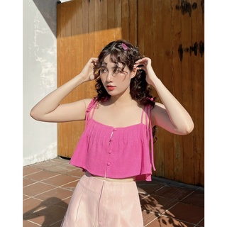 Áo hai dây form croptop xếp li cột nơ vai điều chỉnh được dễ thương SARITA TOP - Sibling House
