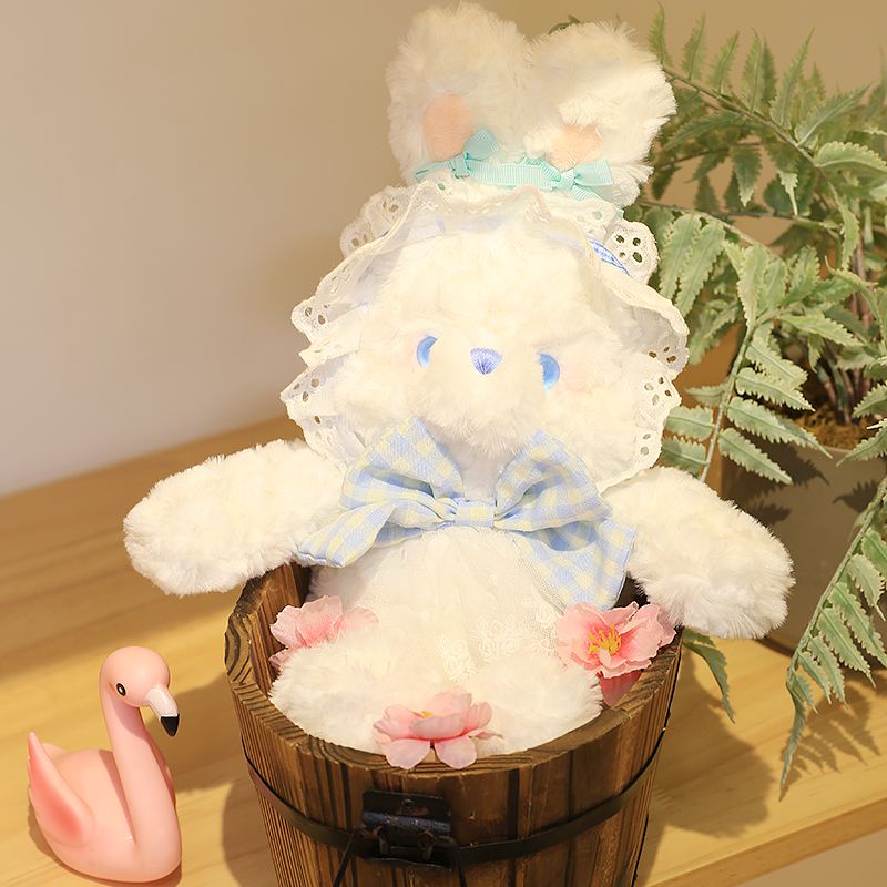 35cm Soft Bear Rabbit Plush Toy Dressed Lolita Bunny Doll Hug Pillow Stuffed Animal Cartoon Bears Plushies Child Girl Gifts