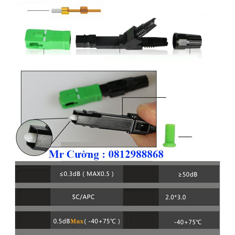 Com Bo 10 Converter Đầu B + 40 Đầu Fastconnector + Switch Quang 8 Cổng Quang 2 Cổng Lan