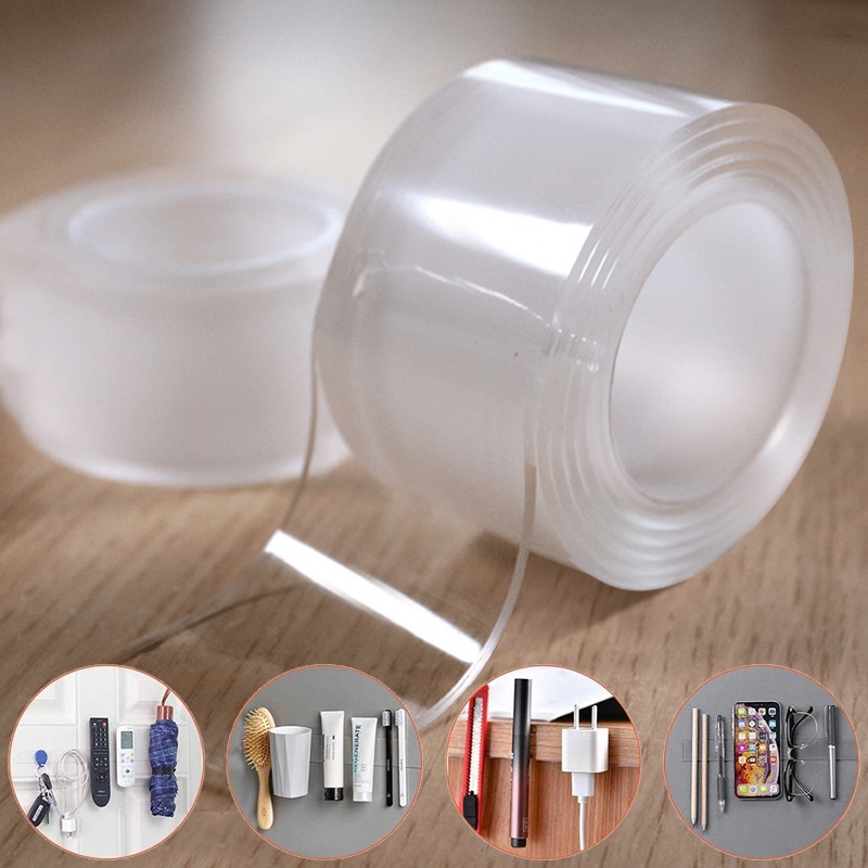 Băng Keo Dán Hai Mặt Trong Suốt Chống Nước Độ Rộng Cao Có Thể Tái Sử Dụng Cho Nhà Tắm/Gỗ/Kim Loại