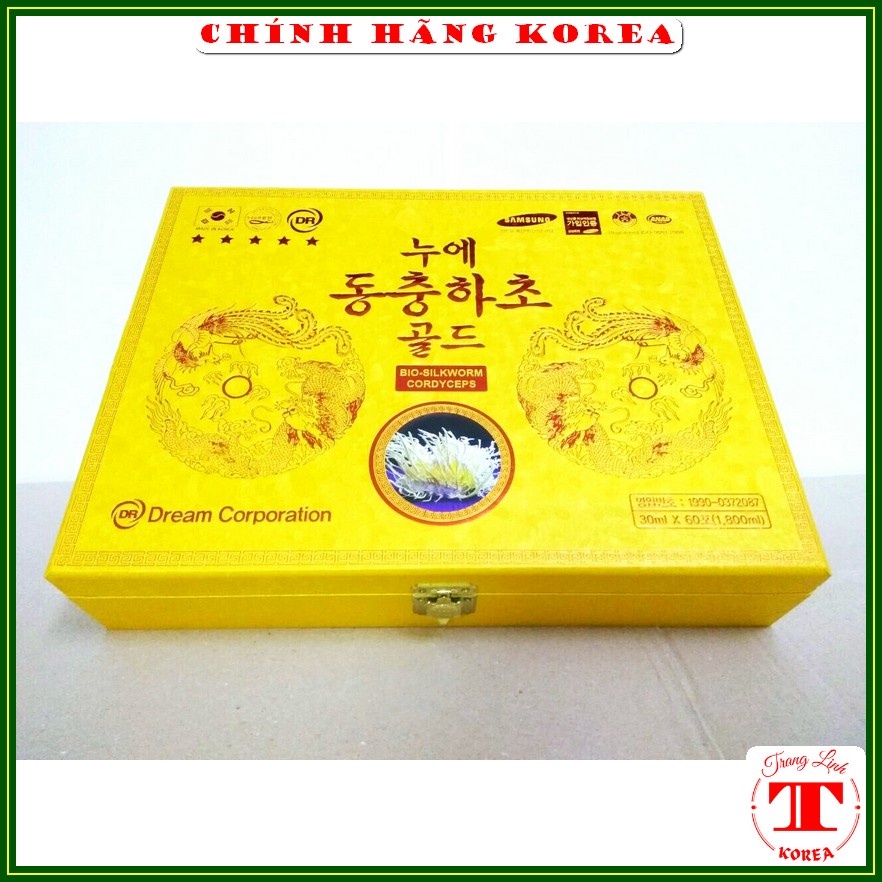 Nước đông trùng hạ thảo Dream - Đông trùng hạ thảo hộp gỗ vàng 60 gói - Khóa rùa chính hãng - tranglinh