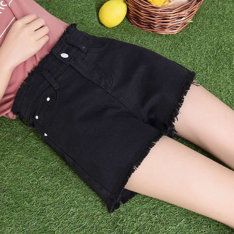 Quần jean☒❁۞denim kiểu mới quần short nữ học sinh mùa hè phiên bản Hàn Quốc cạp cao, xẻ tà, ống rộng, trễ, tất hot