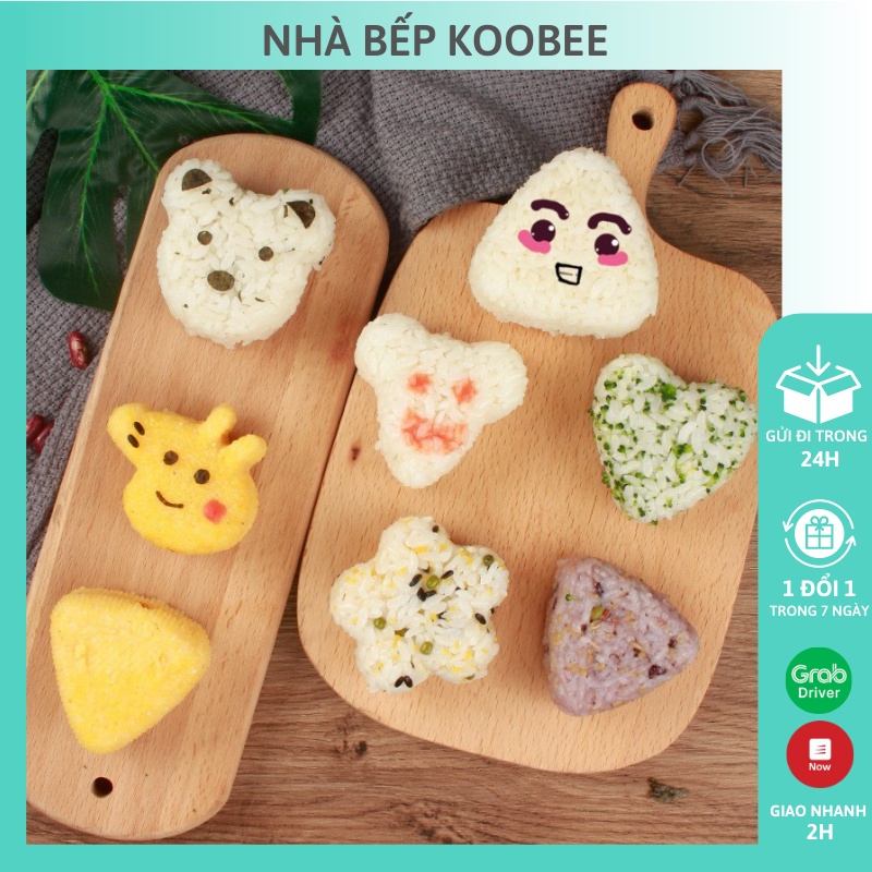 Khuôn làm cơm nắm Bento, tạo hình cơm cho bé nhiều hình  làm Sushi Onigiri Nhật Bản giúp trẻ ăn dặm(AD08)