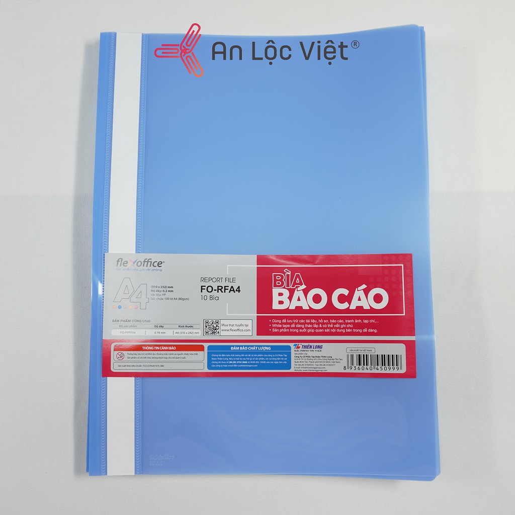 Bìa acco nhựa TQ A4 - Thiên Long A4 (xanh dương)