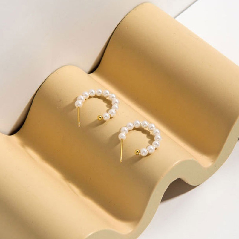 Bông Tai Mạ Bạc 925 Đính Hạt Ngọc Trai Đơn Giản Phong Cách Hàn Quốc