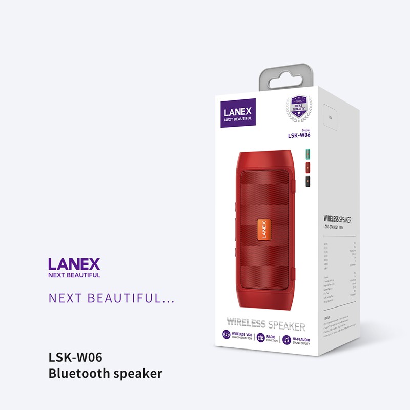Loa Bluetooth LANEX LSK - W06 V5.0, nghe nhạc sống động, pin trâu, tương thích nhiều thiết bị