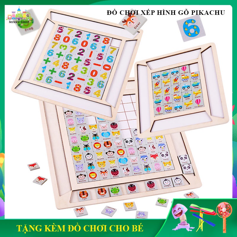 [Sale Sốc] Đồ Chơi Xếp Hình Ghép Cặp PiKaChu Bằng Gỗ, Đồ Chơi Trẻ Em Thông Minh Phát Triển Nhiều Kỹ Năng Cho Bé