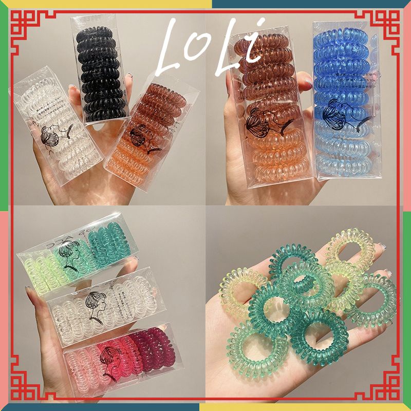Hộp 9 Dây Buộc Tóc Lò Xo Dạng Xoắn Phong Cách Hàn Quốc Cho Nữ