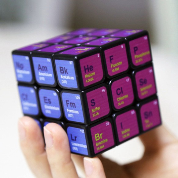 Khối rubik lắp ghép 3x3x3 in bảng tuần hoàn nguyên tố hóa học cho bé