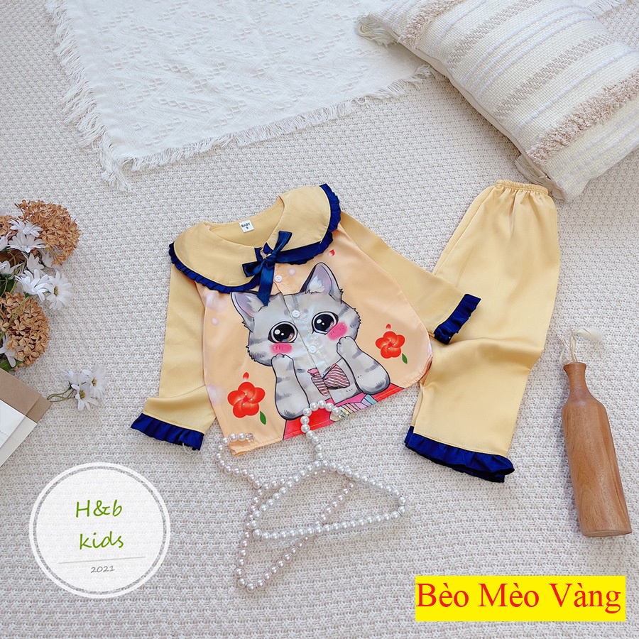 [18 -32 kg ] [ Mã Độc Quyền ] Bộ Mặc Nhà dài tay cao cấp Pijama Lụa 3D Cao Cấp Cho Bé