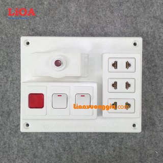Bảng điện nổi LiOA 15A có 3 ổ cắm 2 công tắc 1 đèn báo màu Đỏ