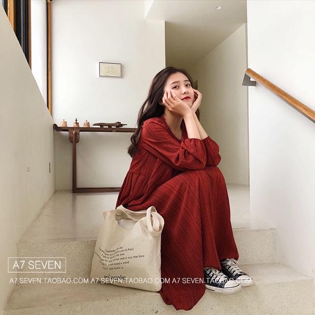 Đầm vintage hoạ tiết đủ size
