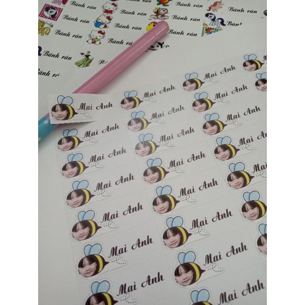 220 tem/sticker tên bé,NHỰA CHỐNG NƯỚC,dán hộp sữa,đồ chơi- in theo yêu cầu