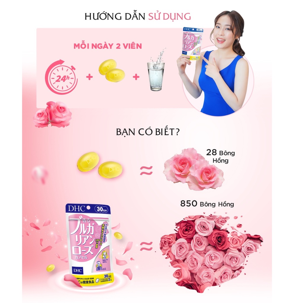 Viên Uống Hương Hoa Hồng DHC Bulgarian Rose Capsule 30 Ngày