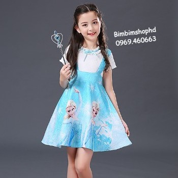 Set Váy đầm Elsa + Áo cotton cao cấp size từ 100-140 cho bé gái cao từ 90-135cm