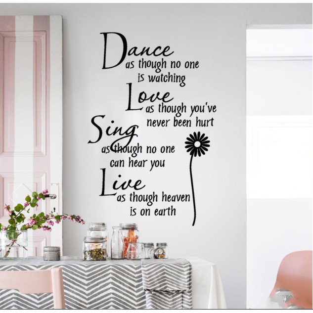 Decal trang trí chũ Tiếng Anh Dance a.h