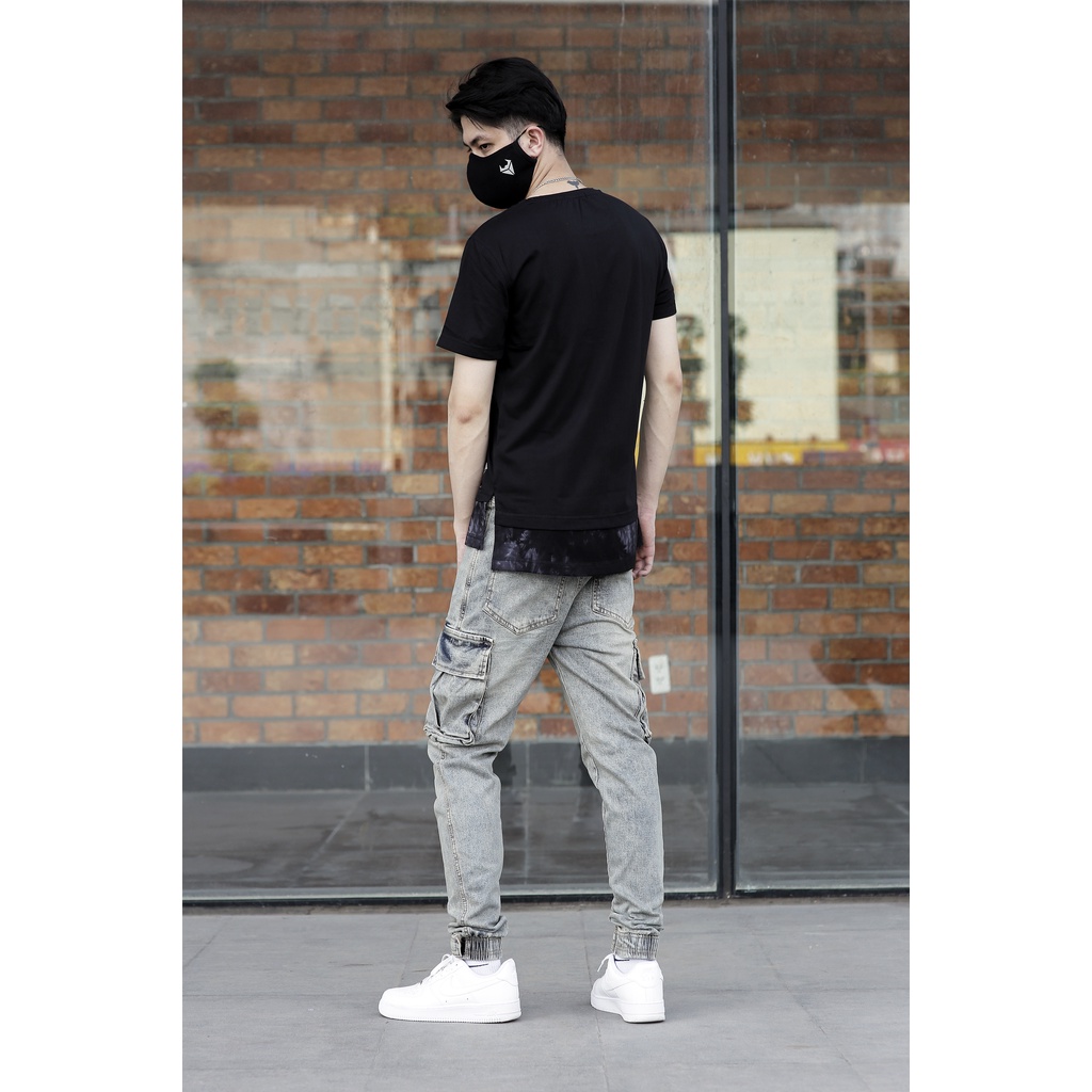 Quần Jogger Jean túi hộp Xanh bạc Lexuza 084