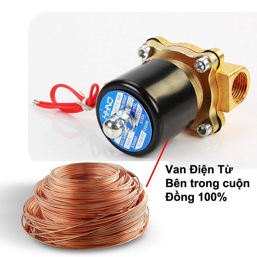 Van điện từ PNC - phi 21, dùng điện 220V, Van đóng khi cắt nguồn điện